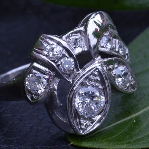 14 Karat White Gold Cocktail Ring set with Diamonds