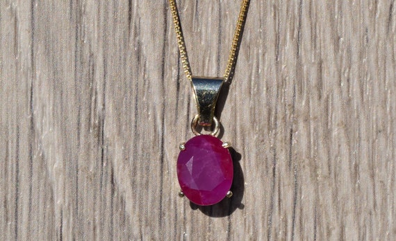 Ladies 14K Yellow Gold Ruby Necklace Etsy Australia