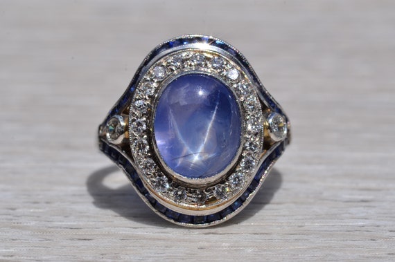 Star sapphire platinum ring sale