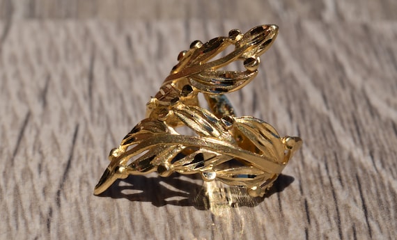 Yellow Gold Floral Statement Ring - image 2