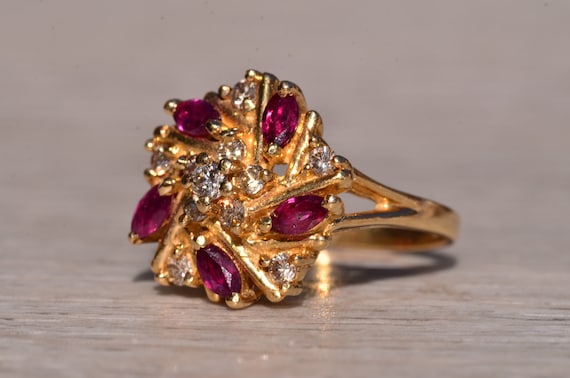 Ruby & Diamond Spiral Ring - image 2