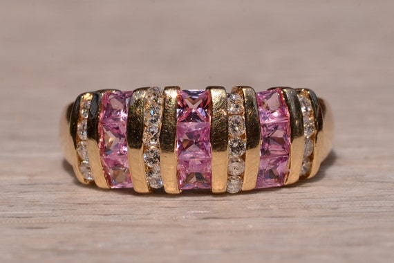 Pink Topaz and Diamond Set Ring - image 6