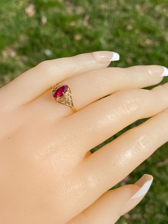 Lab Created Ruby Ring in Yellow Gold - image 8