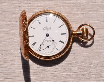 Vintage Swiss Remontoir Solid 14k Gold Pocket Watch - Etsy
