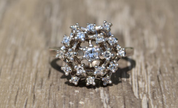 White Gold Spider Web Diamond Ring - image 1