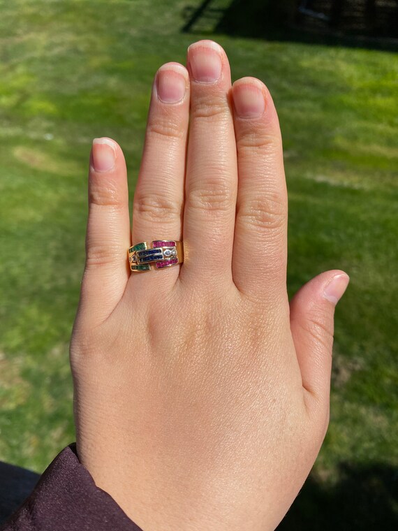 Signed Sapphire, Ruby, Emerald & Diamond Cocktail… - image 6