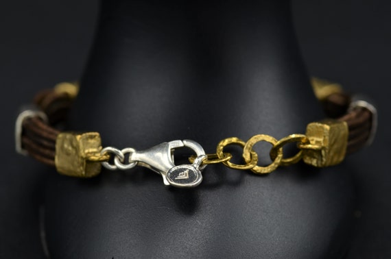 Signed Silpada Cord and Sterling Silver Bracelet - image 2