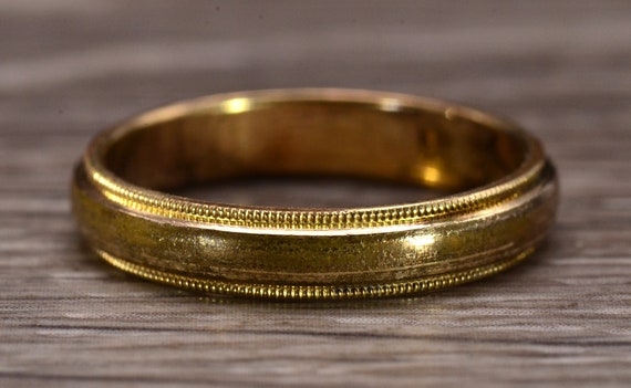 Gold Filled Men's Milgrain Domed Wedding Band - image 1