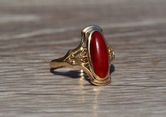 Antique Art Nouveau Ring set with Carnelian - image 5