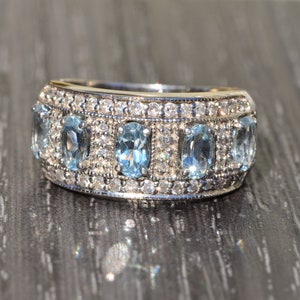 Vintage Aquamarine and Diamond Band in White Gold image 2