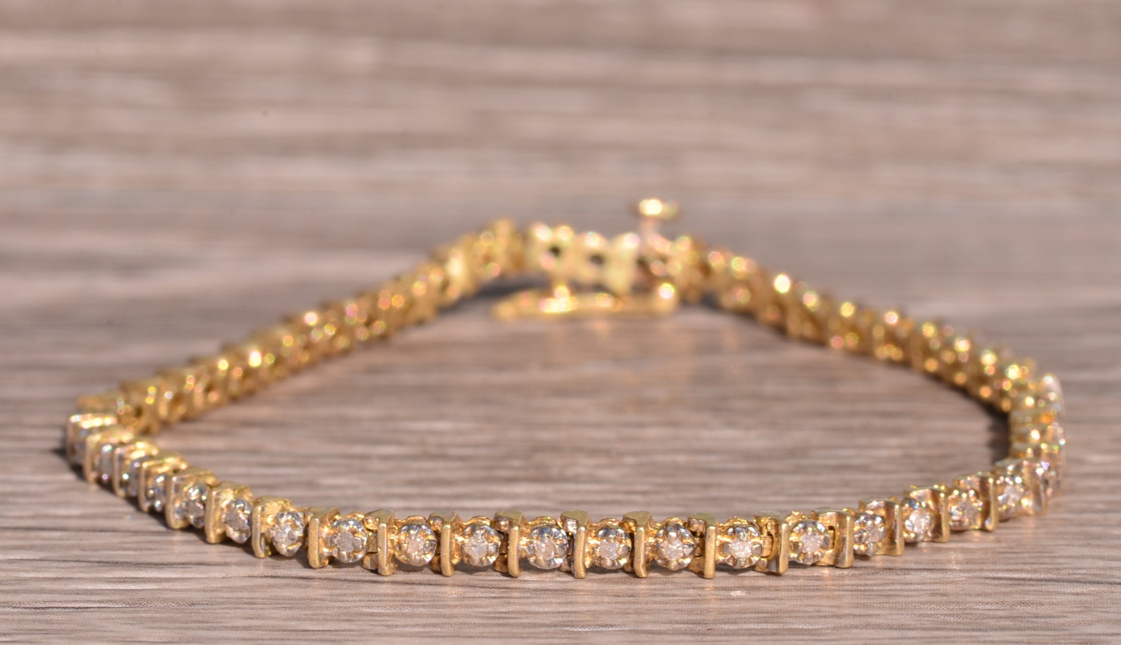 Kolours 18kt Yellow Gold Hexagon Diamond Tennis Bracelet - Farfetch