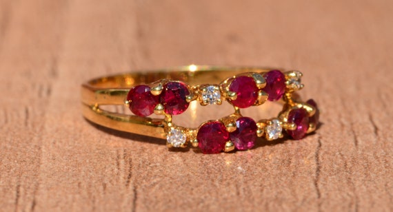 Stackable Ruby and Diamond Modernist Double Band - image 6