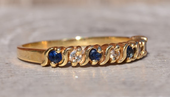 Vintage Sapphire and Diamond Band - image 2