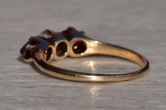 Antique Victorian Garnet and Diamond Three Stone … - image 3