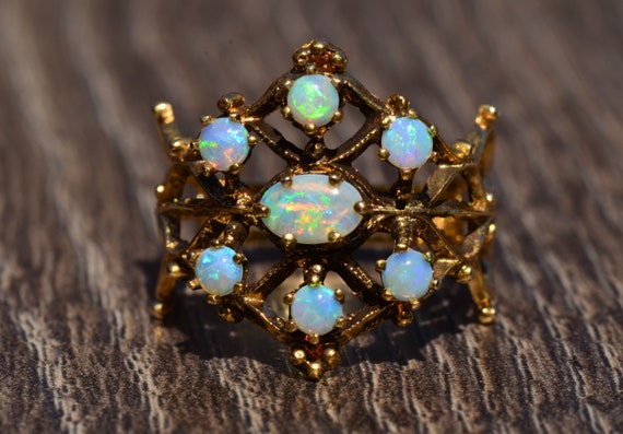 Six Stone Opal Brutalist Ring set with Opals - image 1