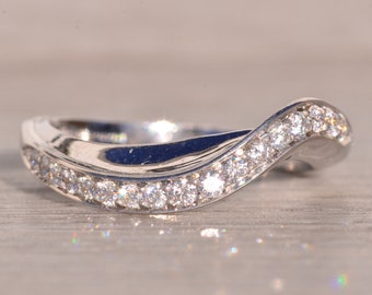 Designer Signed Wave Ring with Natural Diamonds