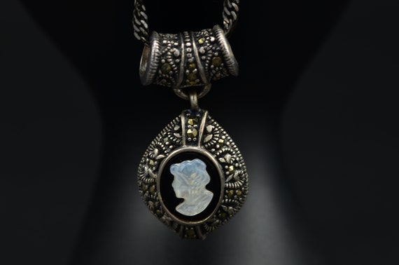 Detailed Sterling Silver Cameo Necklace - image 2