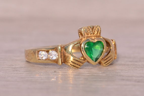 Irish Made Designer Signed Lab Emerald and Cubic … - image 5