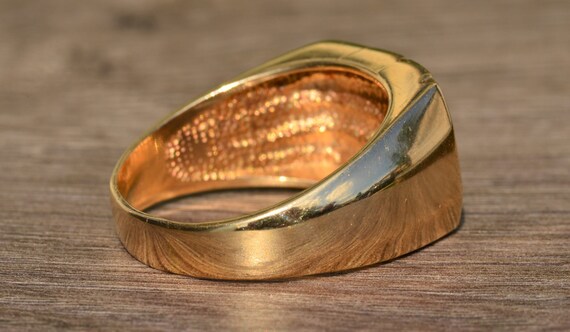 Signed Gentleman's Yellow Gold Statement Ring Set… - image 4