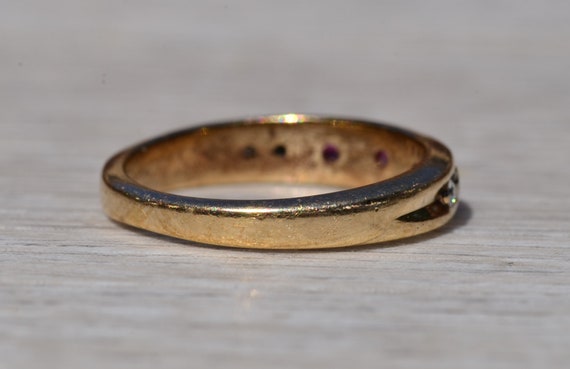 Stackable Ruby and Diamond Band in Yellow Gold - image 4
