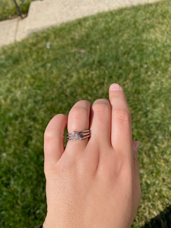 Stack-able Three row Diamond Ring - image 4
