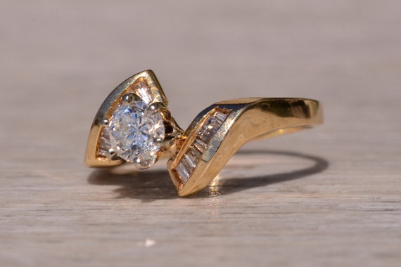 Yellow Gold Bypass Style Engagement Ring with Nat… - image 2