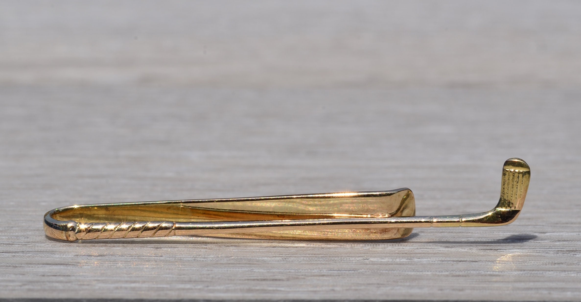 Yellow Gold Golf Club Tie Bar or Money Clip