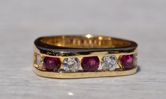 Modern Ruby and Diamond Band - image 1