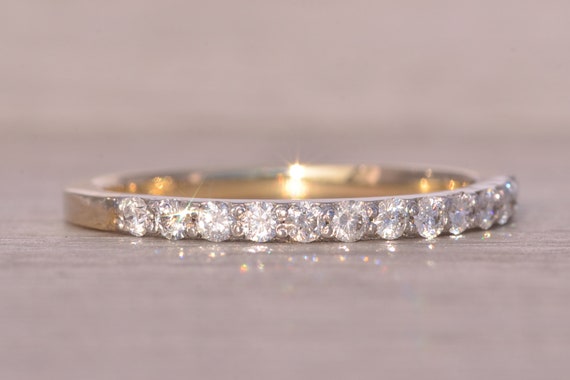 Yellow Gold Natural Diamond Shared Prong Band - image 5