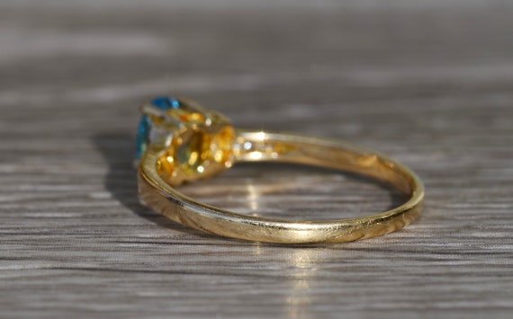 Ladies 14K Gold Topaz and Diamond Ring - image 3