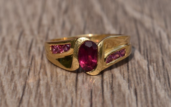 Vintage Mid- Century Modern Tourmaline Ring in Ye… - image 5