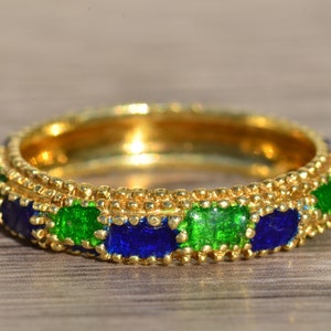 Ladies Signed Cartier Enamel Eternity Band in 18K Gold