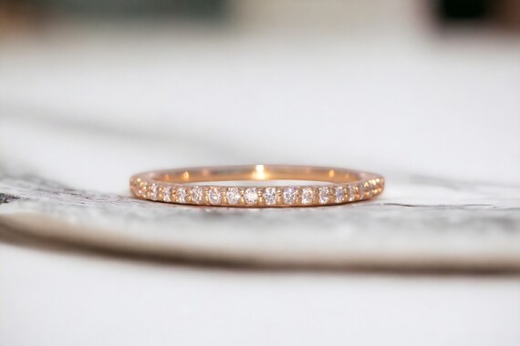 Petite Yellow Gold Natural Diamond Stackable Band - image 10