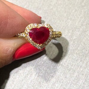 Heart Shaped Ruby Engagement Ring With Pave Diamonds - Etsy