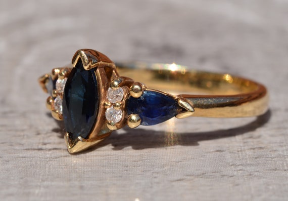 Marquise Shaped Sapphire Engagement Ring - image 2