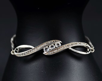 Bracelet infinity modifié ajustable pour femme en argent sterling