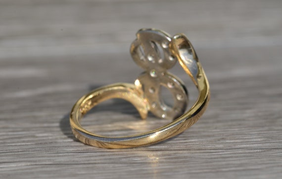 Ladies 14K Two Tone Script J Ring with Diamonds - image 4