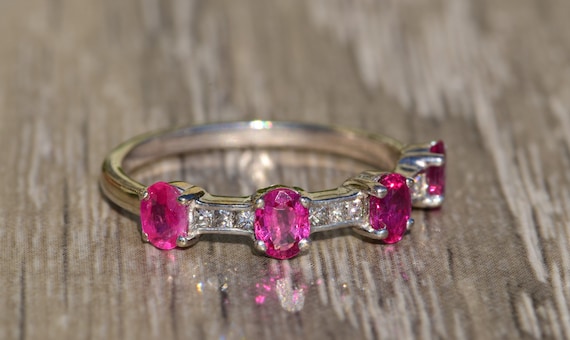 Stackable Pink Sapphire and Diamond Ring - image 6