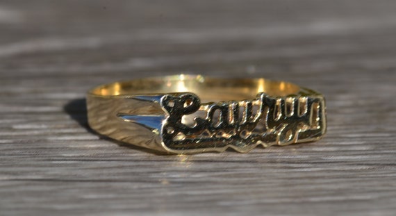 Ladies Lauryn Name Ring in 14K Yellow Gold - image 5