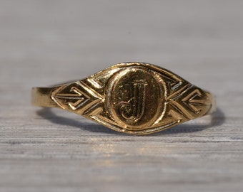 Engravable Yellow Gold Pinky Ring, Mid Finger Ring, or Childs Signet Ring