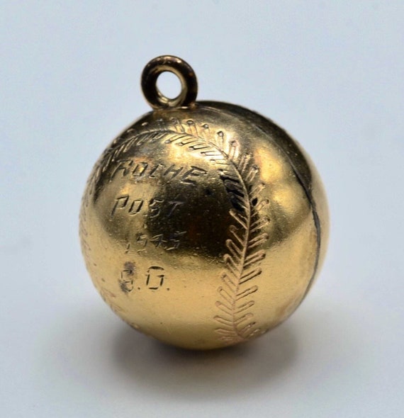 Gold Filled Engraved Baseball Pendant/Charm Circa… - image 1