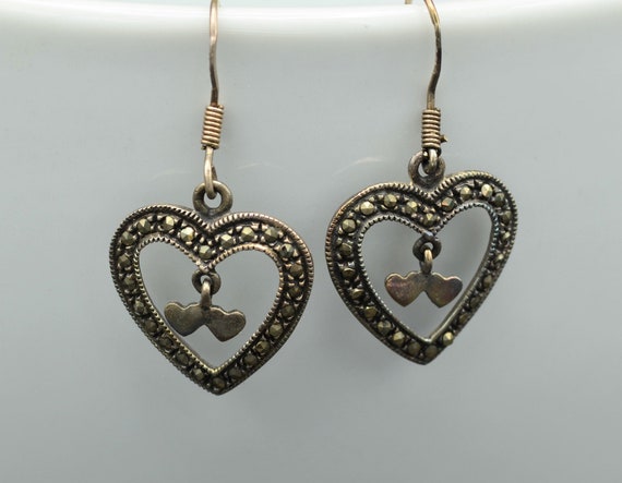 Sterling Silver Open Heart Dangler Earrings