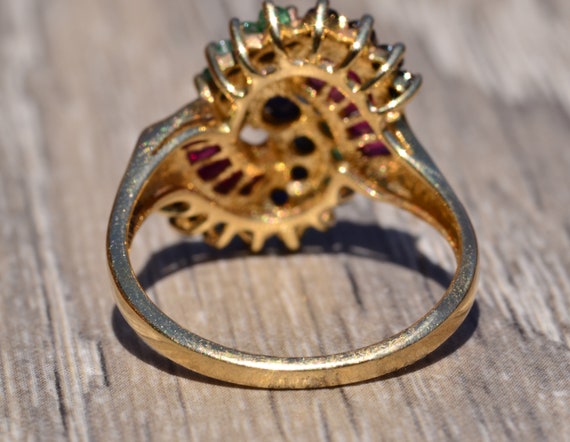 Sapphire Ruby and Emerald Fibonacci Spiral Ring - image 3
