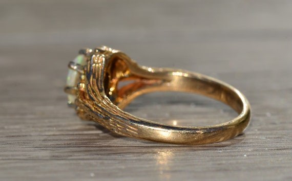 Ladies Vintage 14K Gold Cocktail Ring set with Op… - image 3