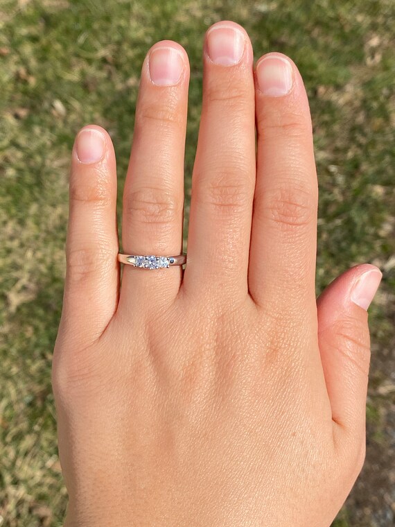 Three Stone Natural Diamond Ring in White Gold - image 7