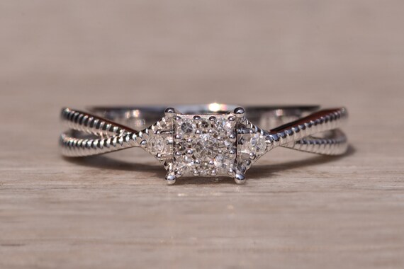 White Gold Promise Ring set with Natural Diamonds - image 7