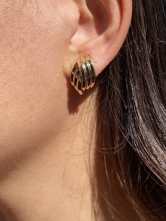 Yellow Gold Layered Ear Clips - image 5