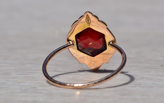 Antique Hexagonal Shaped Garnet with Art Nouveau … - image 6