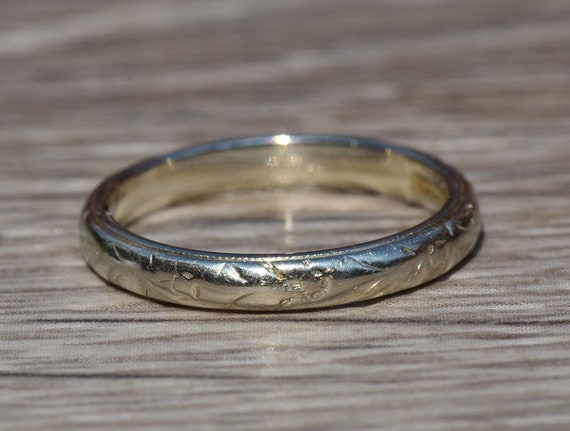 Antique White Gold Wedding Band Etsy