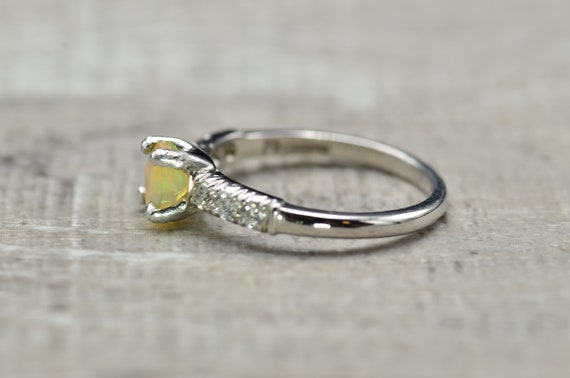 Ladies Vintage Opal and Diamond Ring in Platinum - image 5